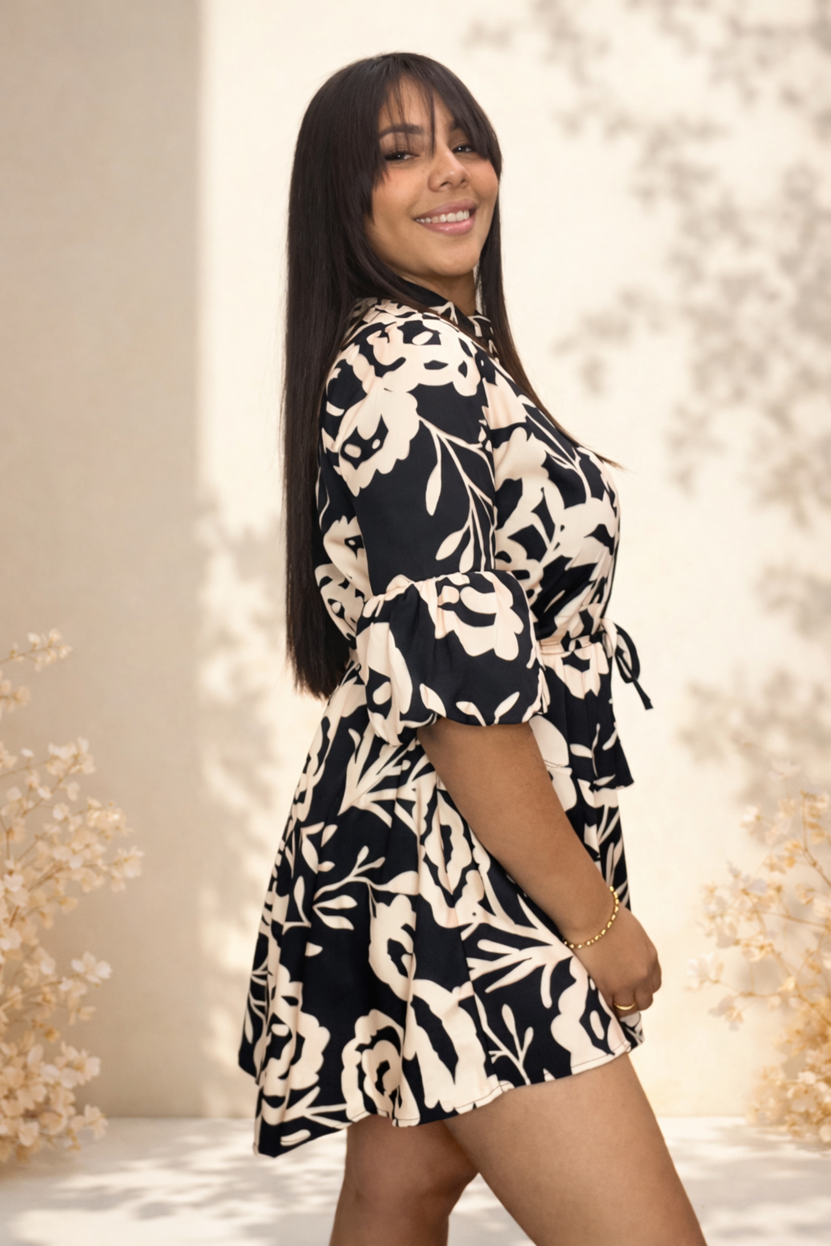 VESTIDO CORTO BLACK PRINT (SIZE L)